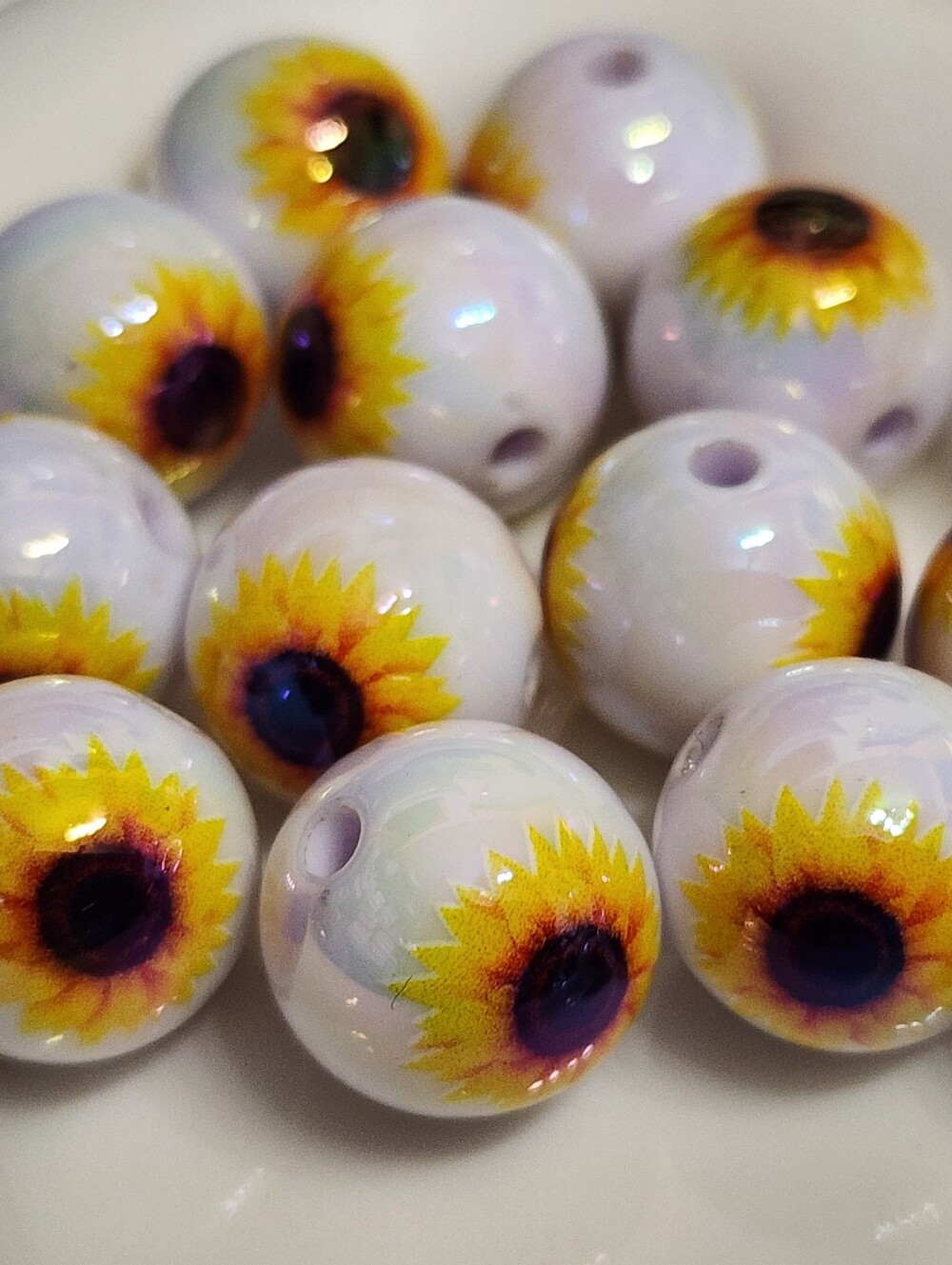 Sunflower Beads 4 Pcs Acrylic 16mm White Beaded Pen Crafts Jewelry Making